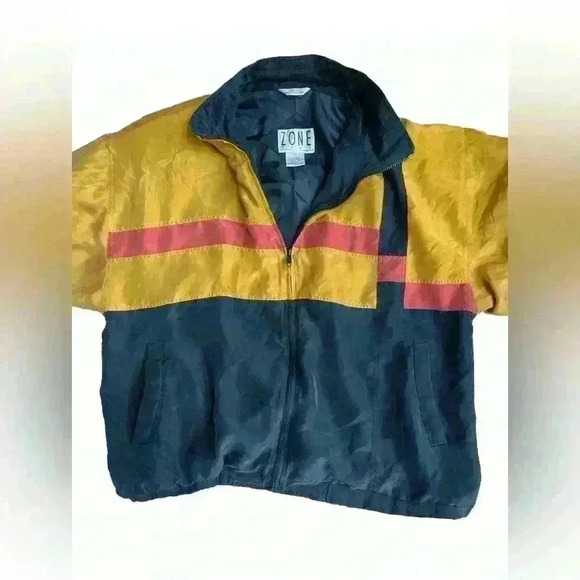 Vintage 80s 90s Zone Five 100% Silk Retro Jacket Women’s Full Zip Windbreaker L - Picture 4 of 11